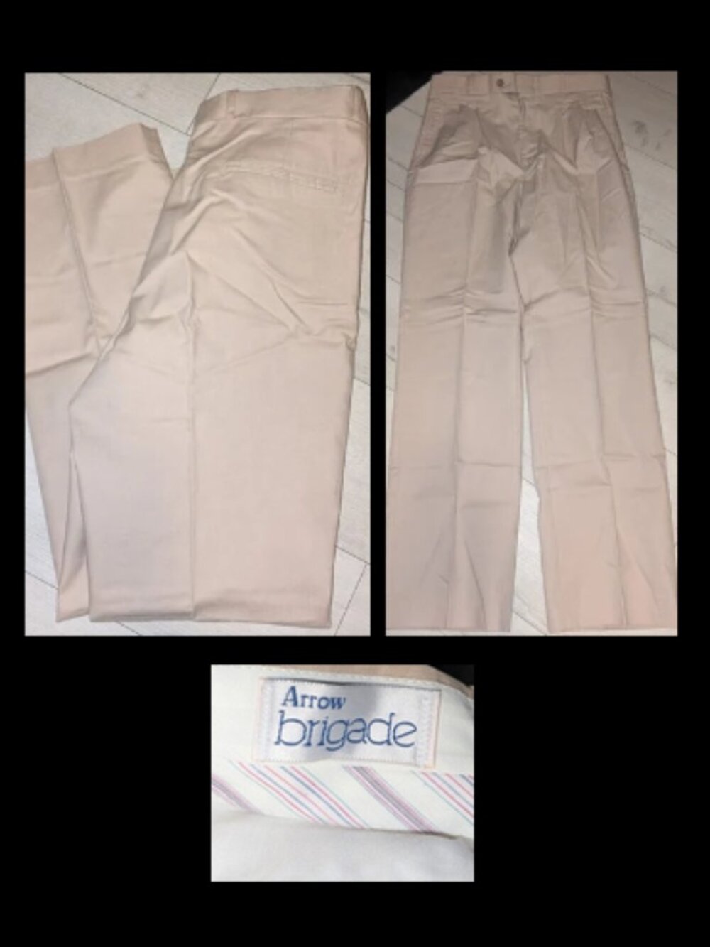 Vintage 1980s Arrow Brigade Tan Chino Khaki Pants Size 32 x 33
